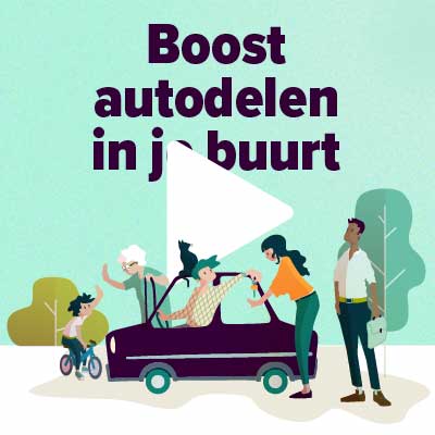 animatie - illustratie - autodelen - carsharing - buurt - sociaal